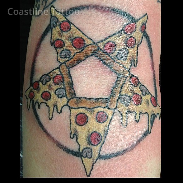 Nice Pizza Pentagram Tattoo