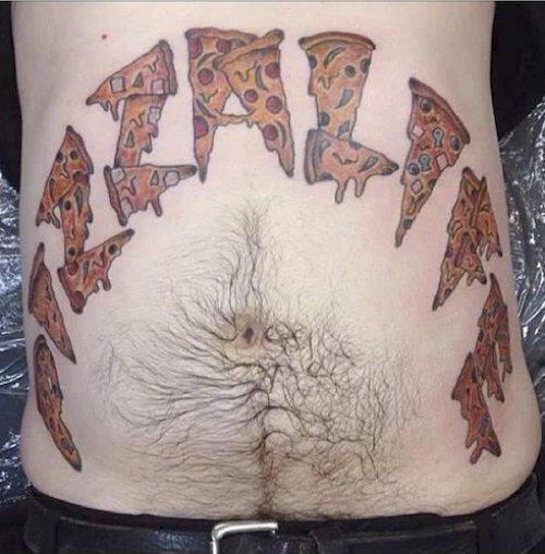 Nice Pizza Slices On Stomach For Men