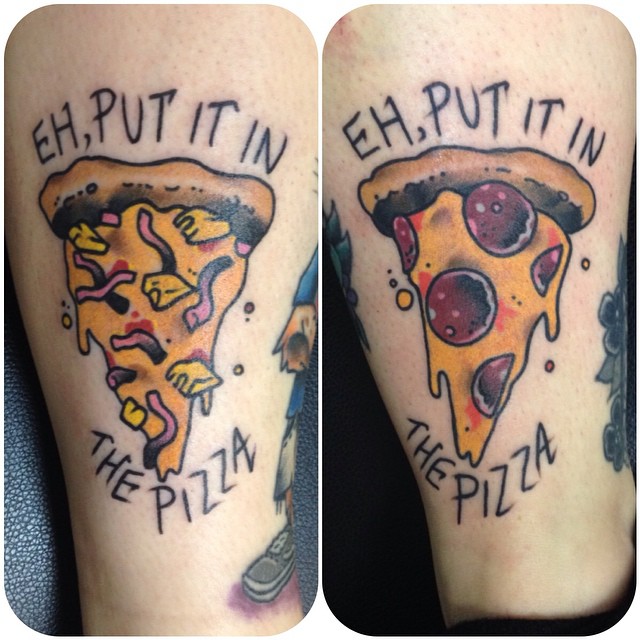 Nice Pizza Slices Leg Tattoo