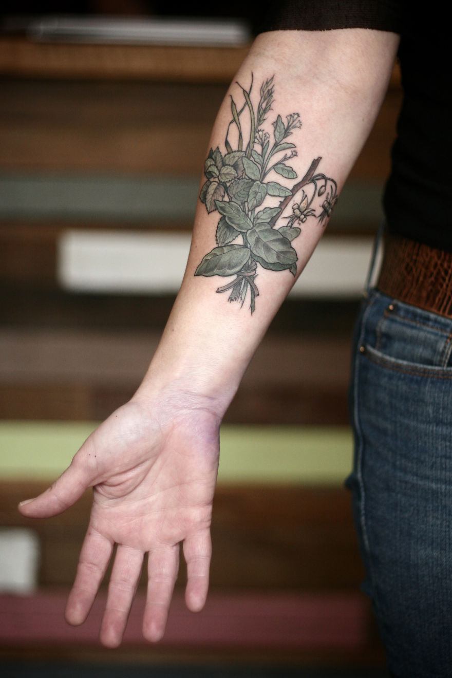 Nice Plant Tattoo On Right Forearm