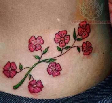 Nice Red Flower Plant Tattoo