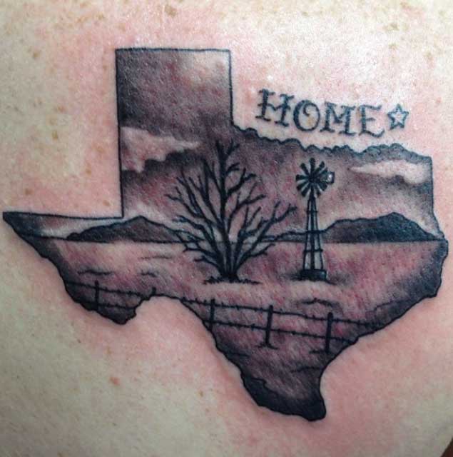 Nice Scenic Texas Map Tattoo