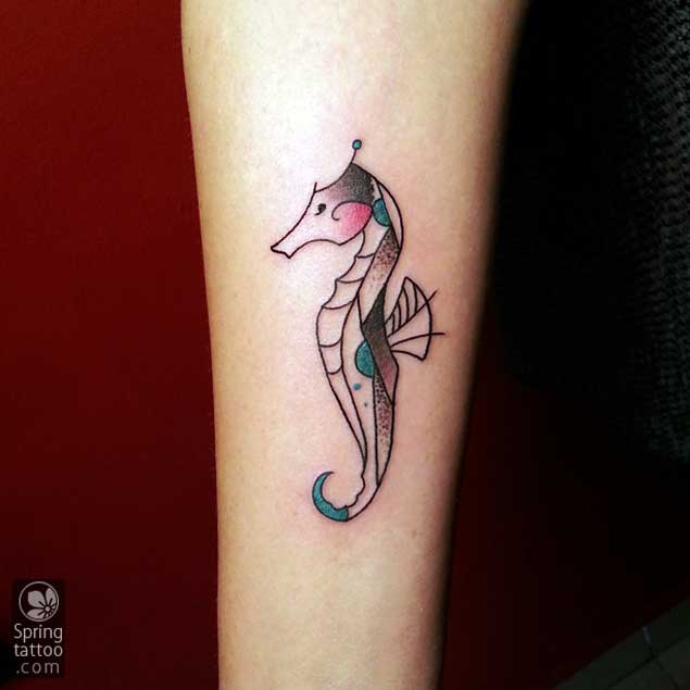 Nice Small Seahorse Tattoo