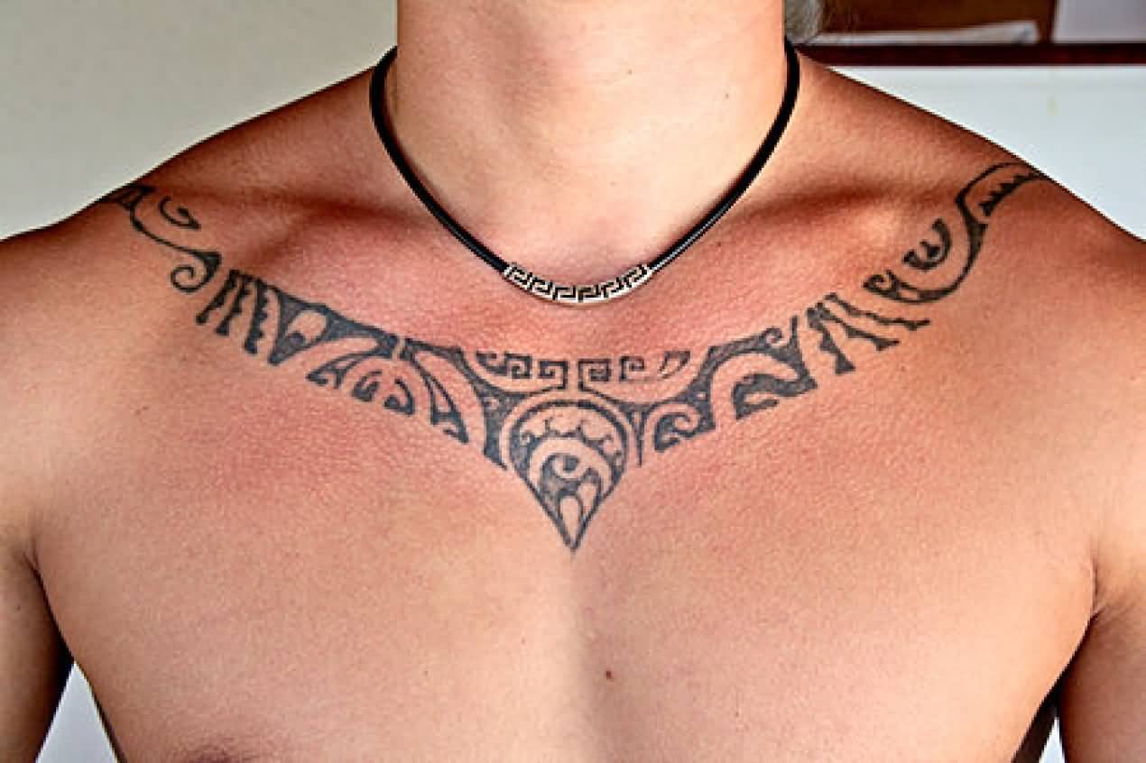 Nice Tribal Necklace Tattoo For Men