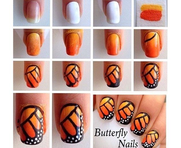 Ombre Butterfly Wings Nail Art Design Idea