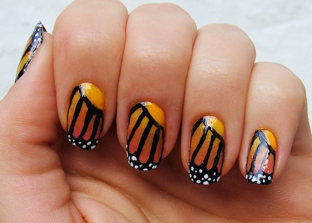 Ombre Butterfly Wings Nail Art Design Idea