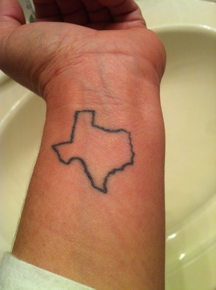 Outline Texas Map Tattoo On Wrist.