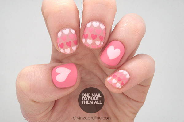 Pink Hearts Beautiful Nail Art Design Idea