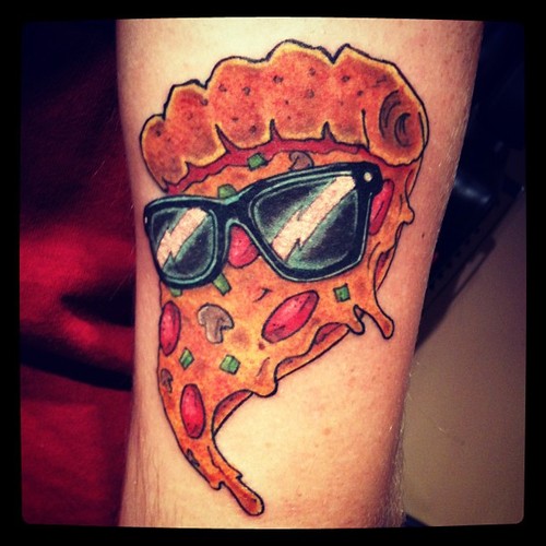 Pizza Wearing Sunglasses Tattoo