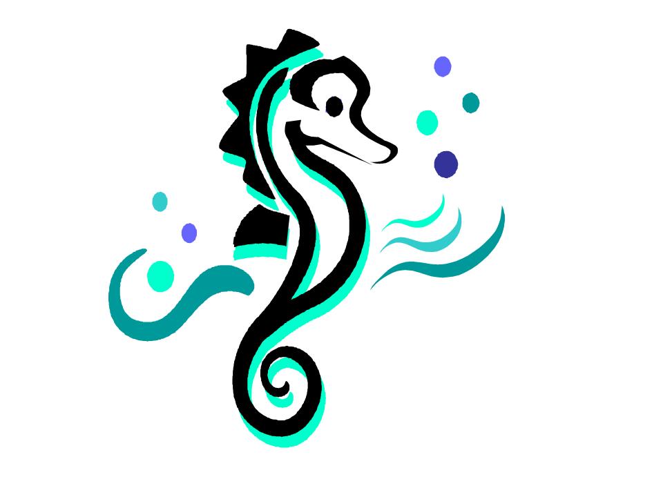 Pretty Seahorse With Water Bubbles Tattoo Design