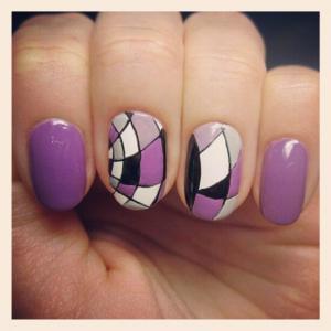 Purple Mosaic Design Nail Art