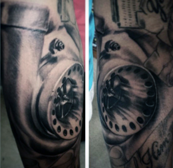 Realistic Turbo Charger Tattoo For Men