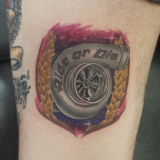 Realistic Turbo Ride Or Die Tattoo