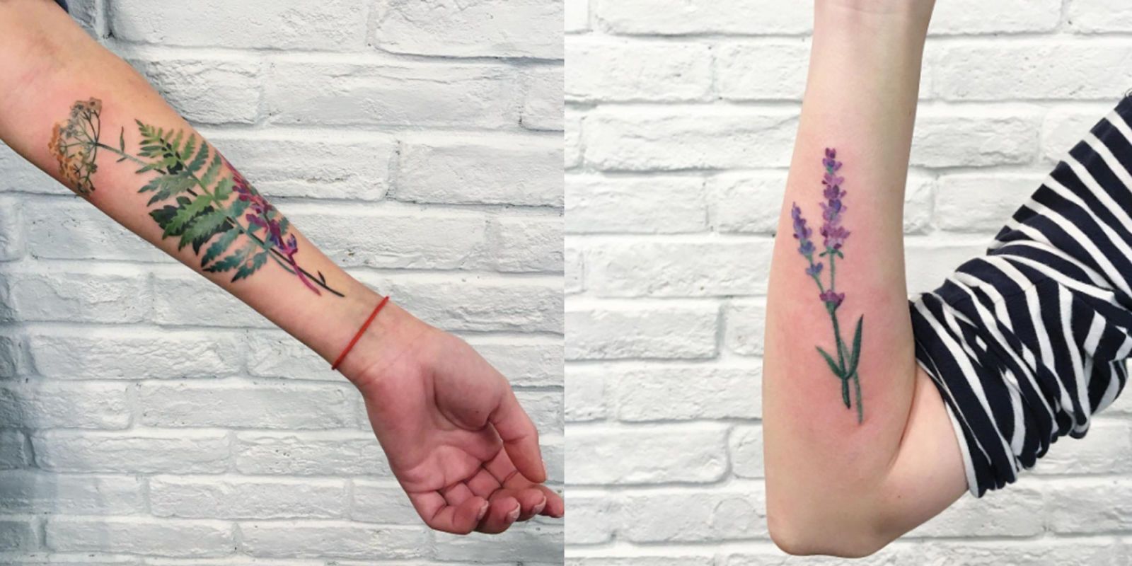 Realistic Plant And Flowers Tattoo On Forearms