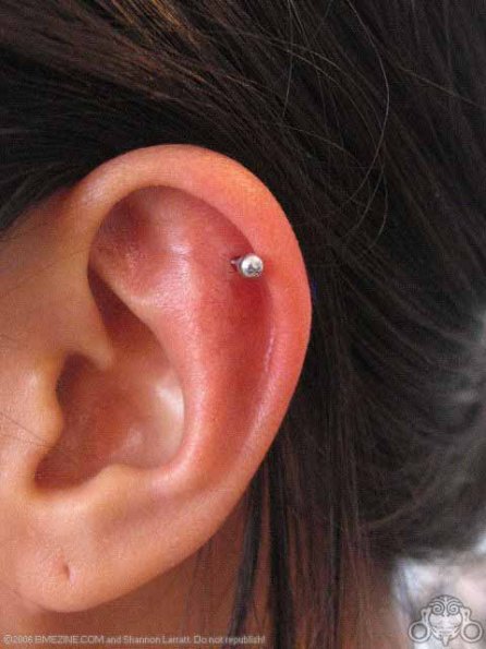 Rim Piercing With Silver Stud