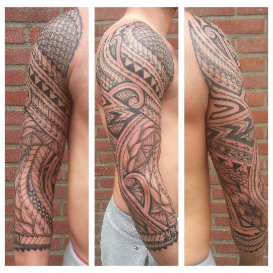 Samoan Full Sleeve Nice Tattoo For Men