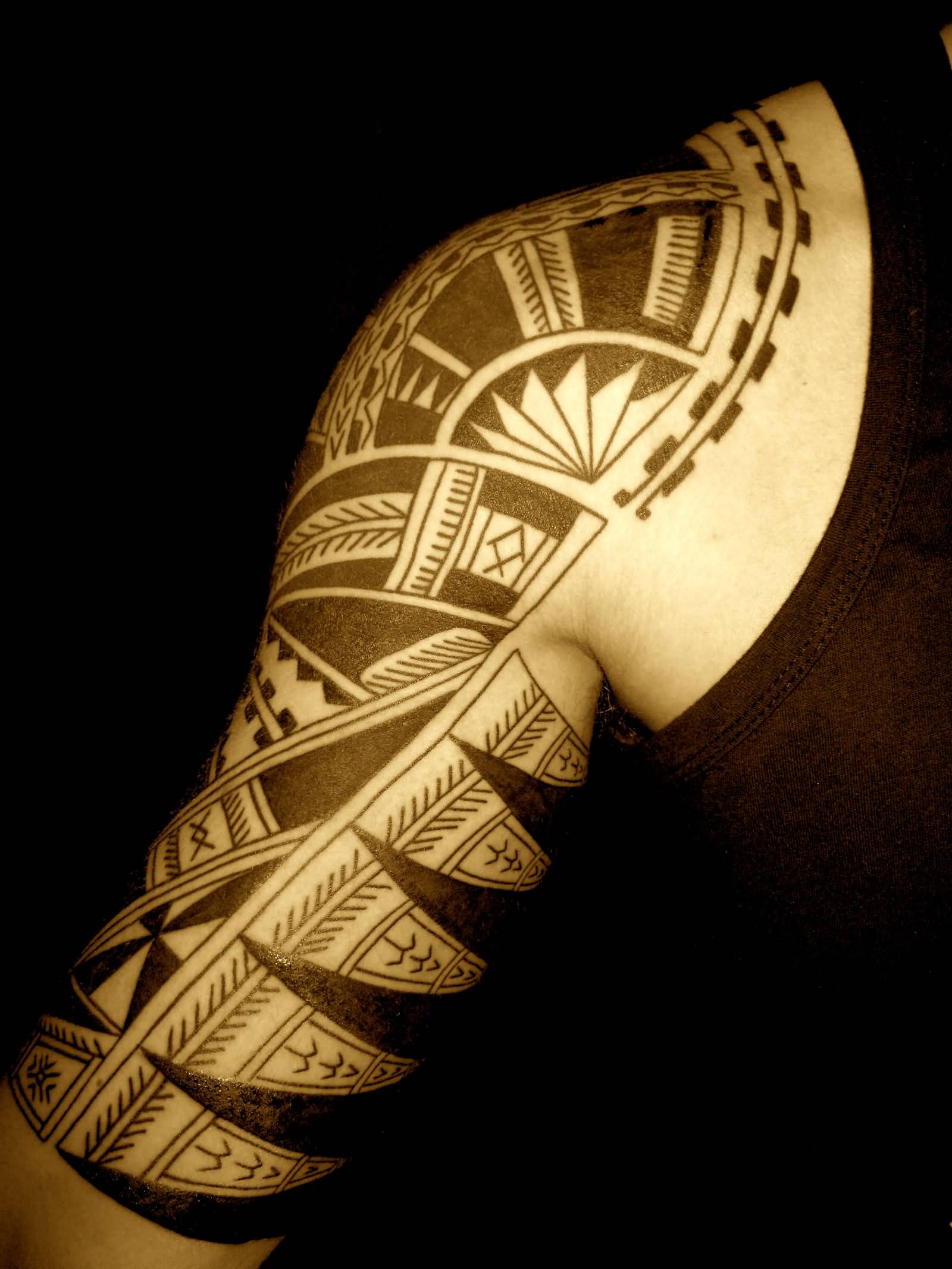 Samoan Tattoo On Left Half Sleeve