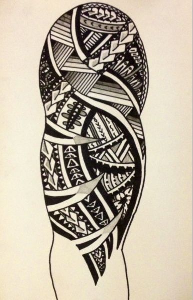 Samoan Tribal Tattoo On Half Sleeve Design