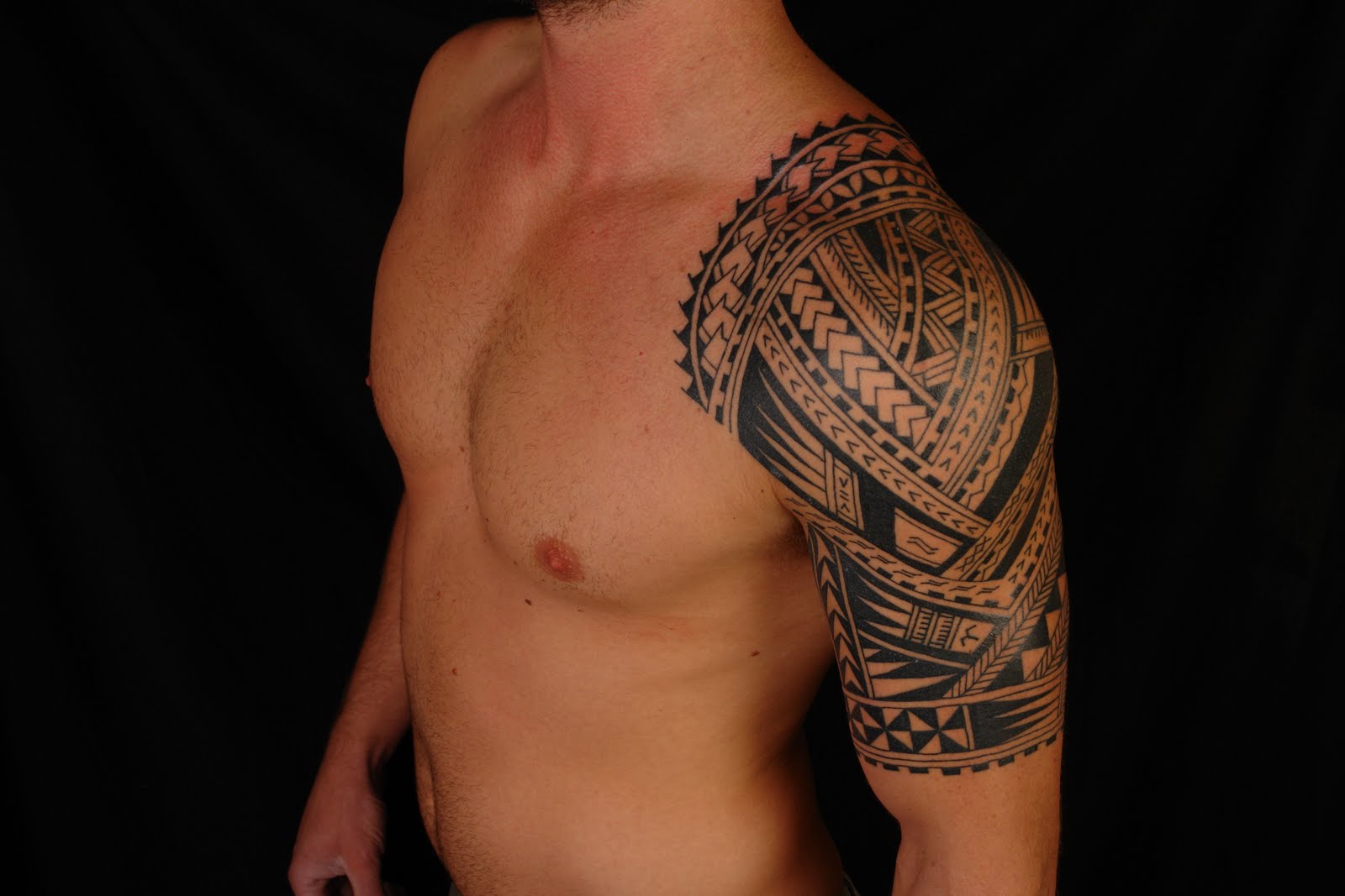 Samoan Tribal Tattoo On Half Sleeve