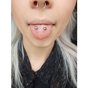 Septum And Snake Eyes Piercing With Silver Barbell