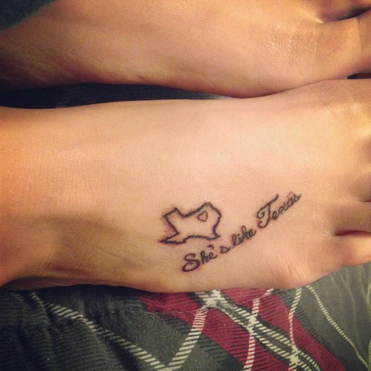 She Is Like Texas With Texas Map Outline Tattoo On Foot