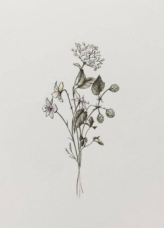 Simple Flowers Plant Boquet Tattoo Design