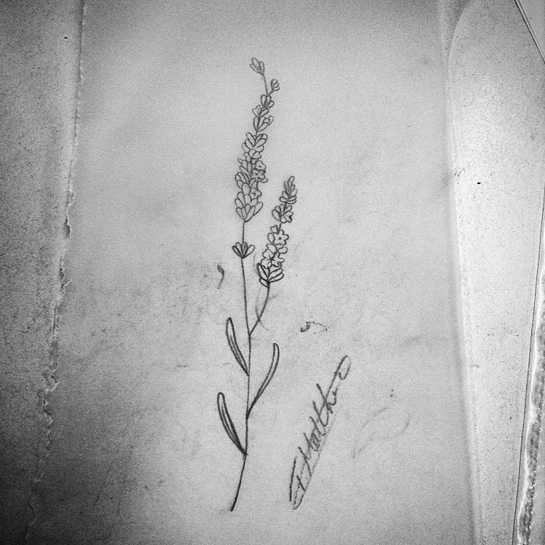 Simple Lavender Plant Tattoo Design