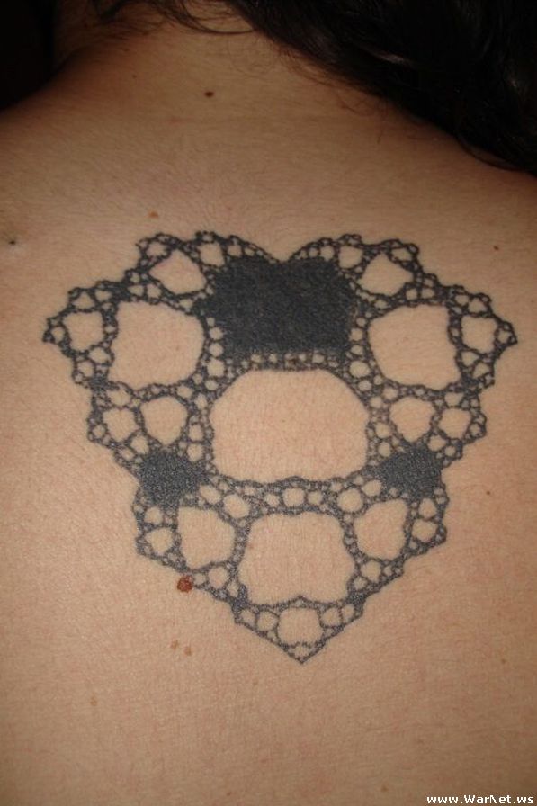 Simple Mandelbrot Tattoo On Upper Back