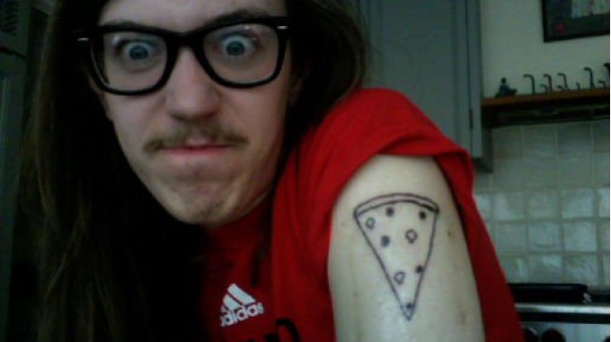 Simple Pizza Slice Tattoo On Left Shoulder