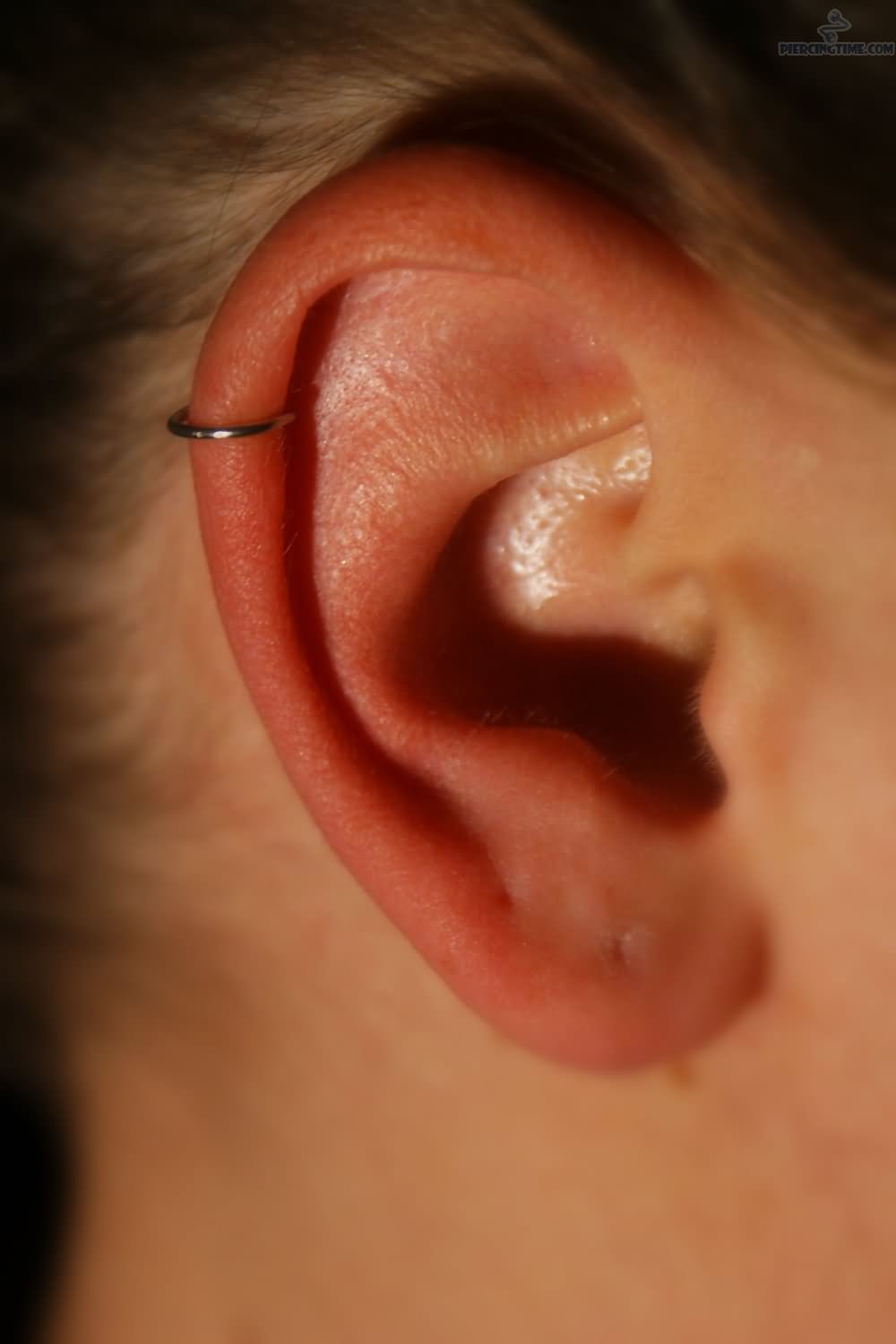 Simple Rim Piercing With Ring