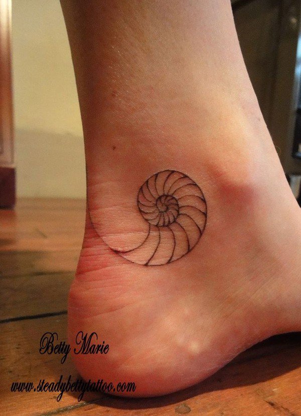 Simple Seashell Tattoo On Ankle