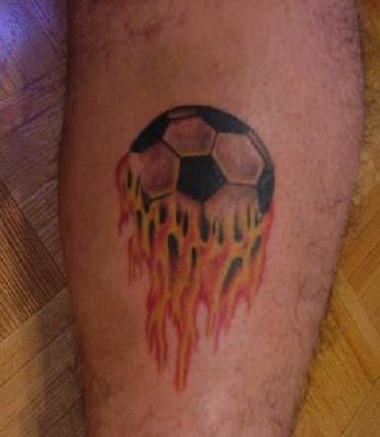 Small Flaming Football Tattoo