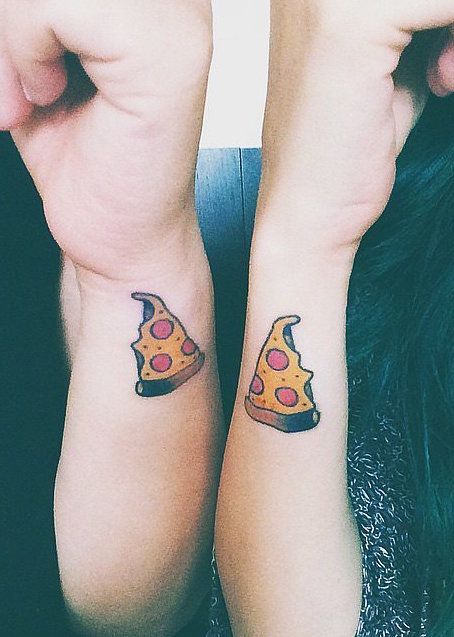 Small Pizza Slice Tattoos On Wrists