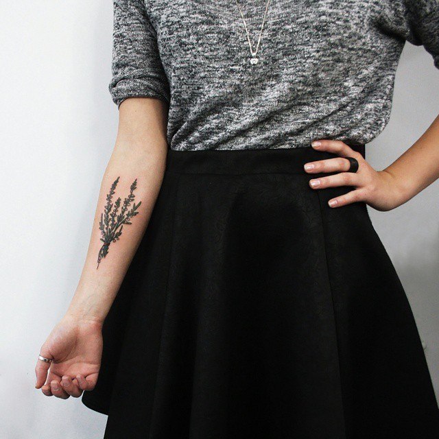 Small Plant Tattoo On Forearm For Girls