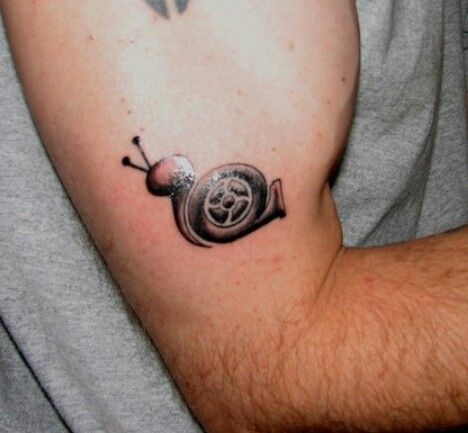 Small Turbo Snail Tattoo On Half Sleeve