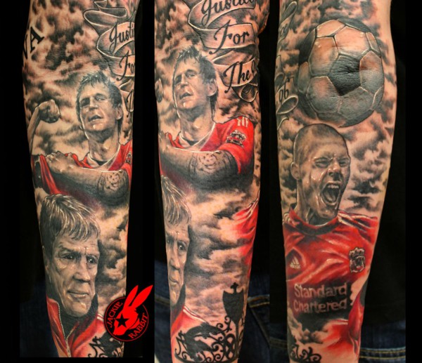 Soccer And Liverpool Players Portrait Tattoo