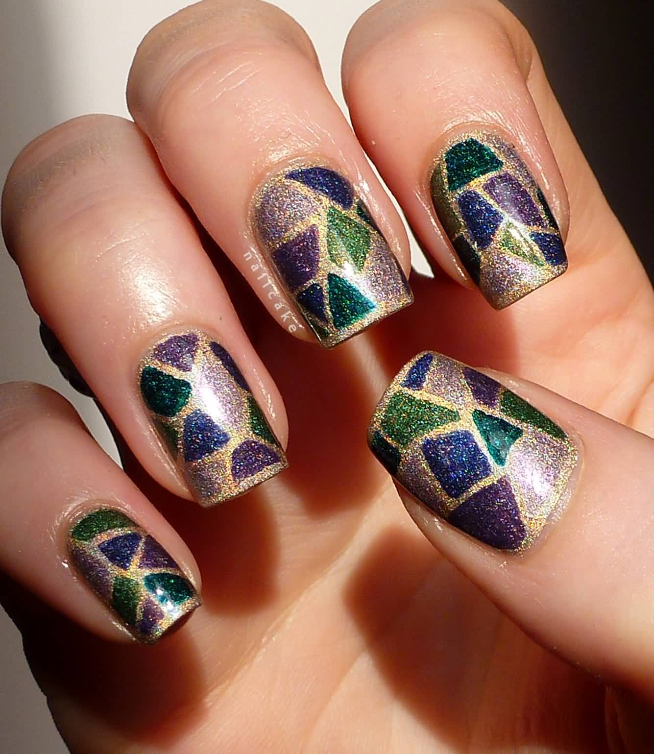 Stained Glass Mosaic Nail Art Idea