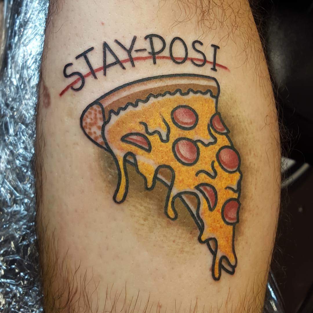 Stay Post Pizza Slice Traditional Tattoo