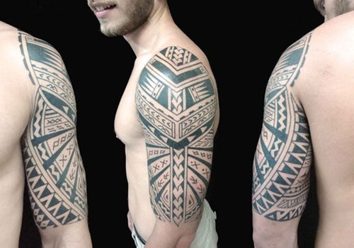 Superb Samoan Tattoo On Half Sleeve For Men