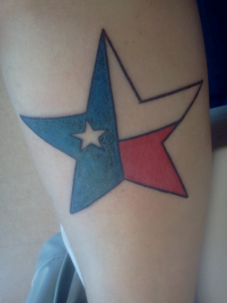 Texas Flag Star Tattoo On Arm