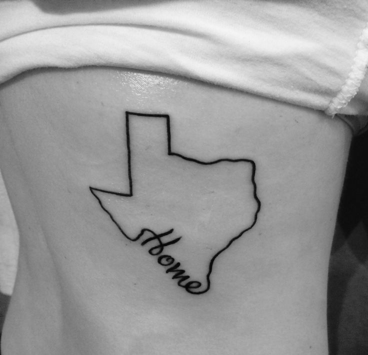 Texas Map Outline With Home Tattoo