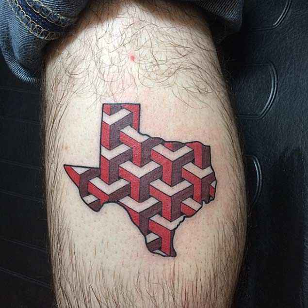 Texas Map Red Ink Tattoo