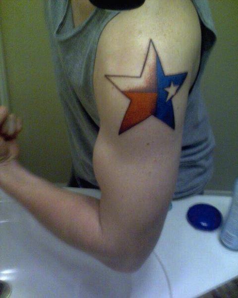 Texas Star Tattoo On Left Shoulder For Men