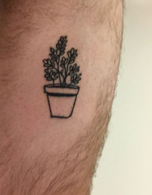 Tiny Potted Plant Tattoo