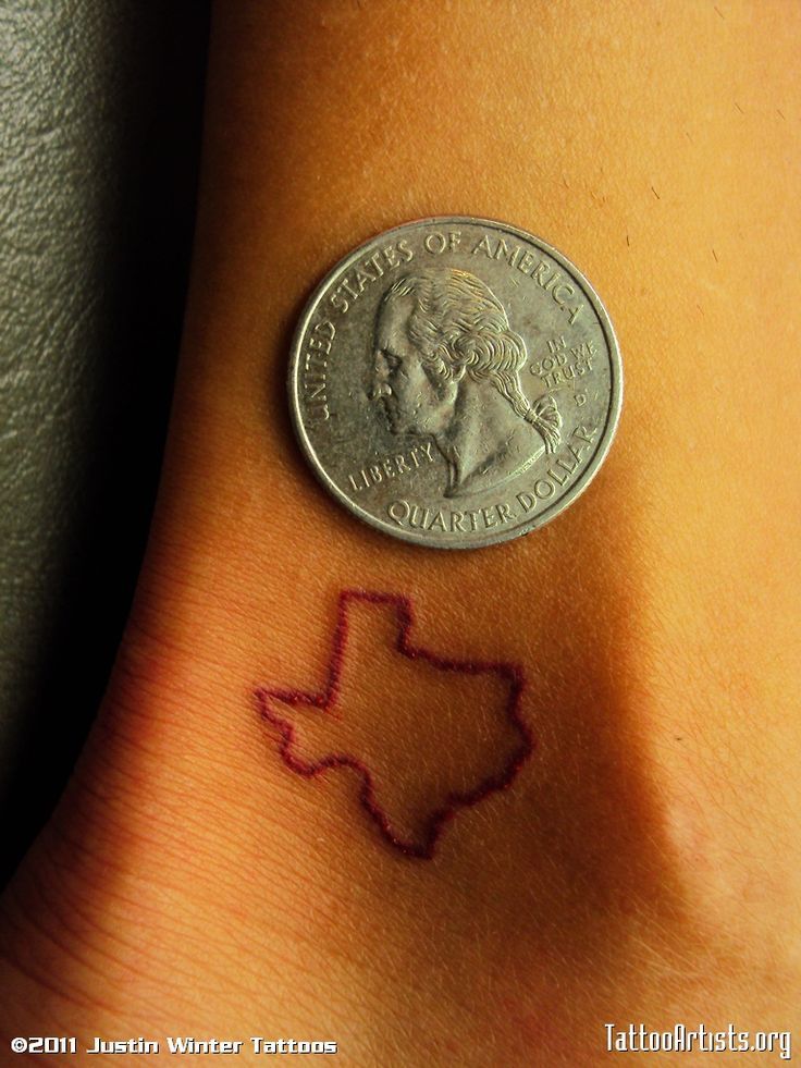 Tiny Texas Map Outline Tattoo On Ankle