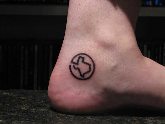 Tiny Texas Map Tattoo On Ankle
