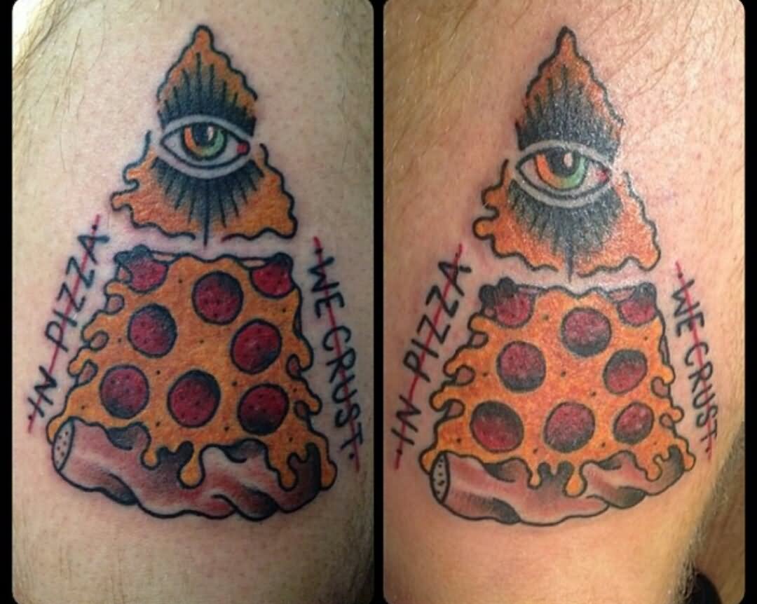 Traditional Illuminati Eye Pizza Piece Tattoo