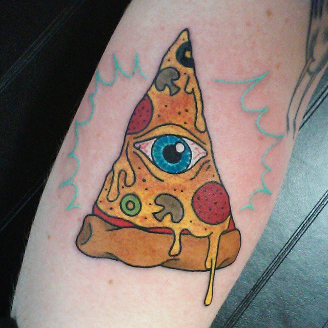 Traditional Illuminati Eye Pizza Tattoo