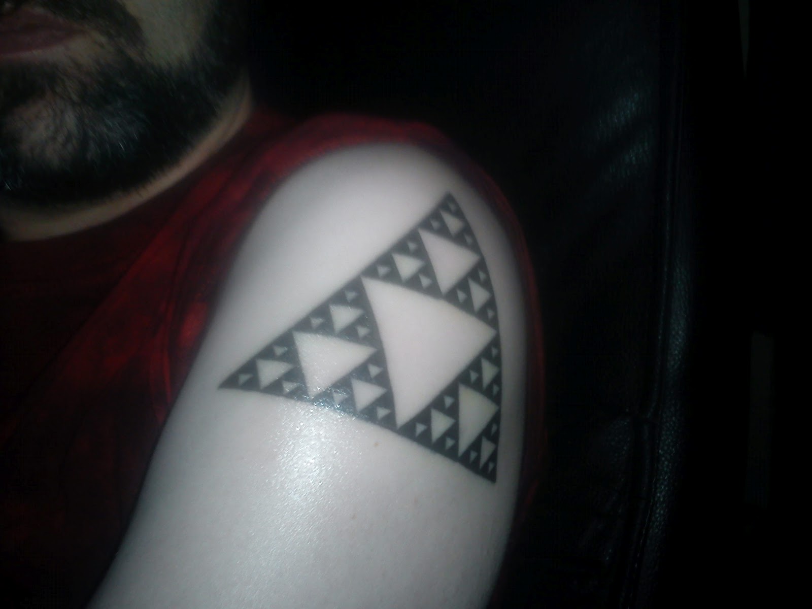 Triangle Fractal Tattoo On Left Shoulder