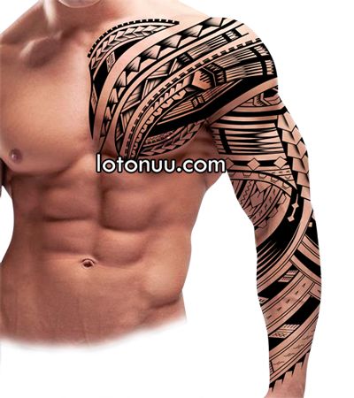 Tribal Samoan Full Sleeve Tattoo For Men